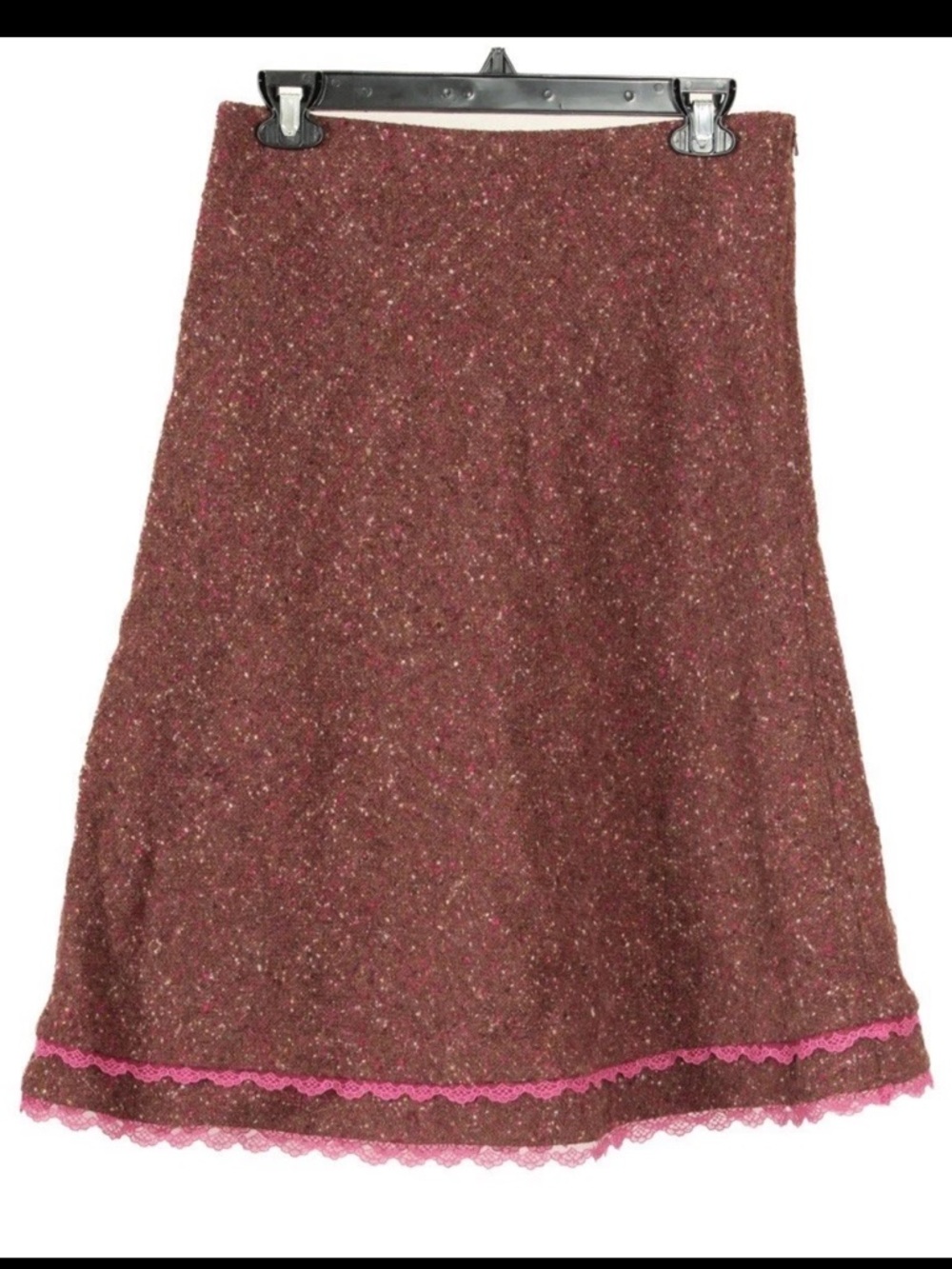 Boden Skirt Women’s 10 Pink Tweed Knit A Line Lace Trim Lined Wool